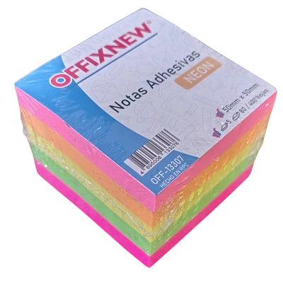 TACO ADHESIVO 50x50MM 400 HOJAS 5 COLORES NEON OFFIXNEW