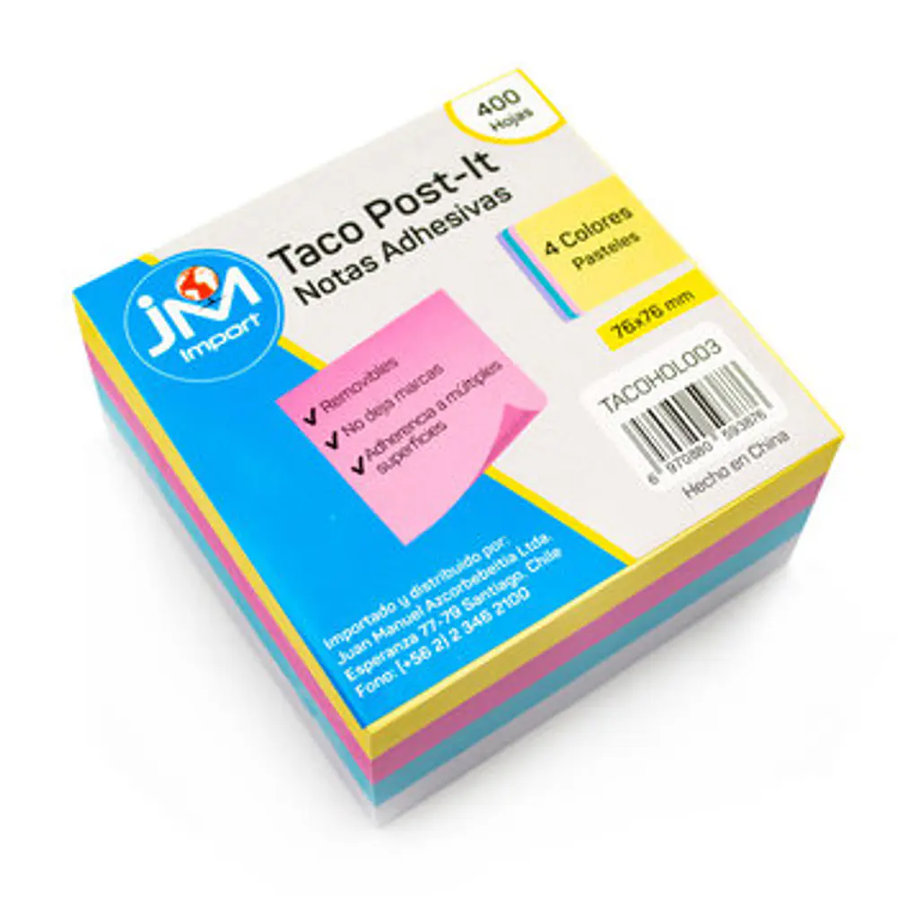 TACO ADHESIVO 75X75MM PASTEL 400HJS