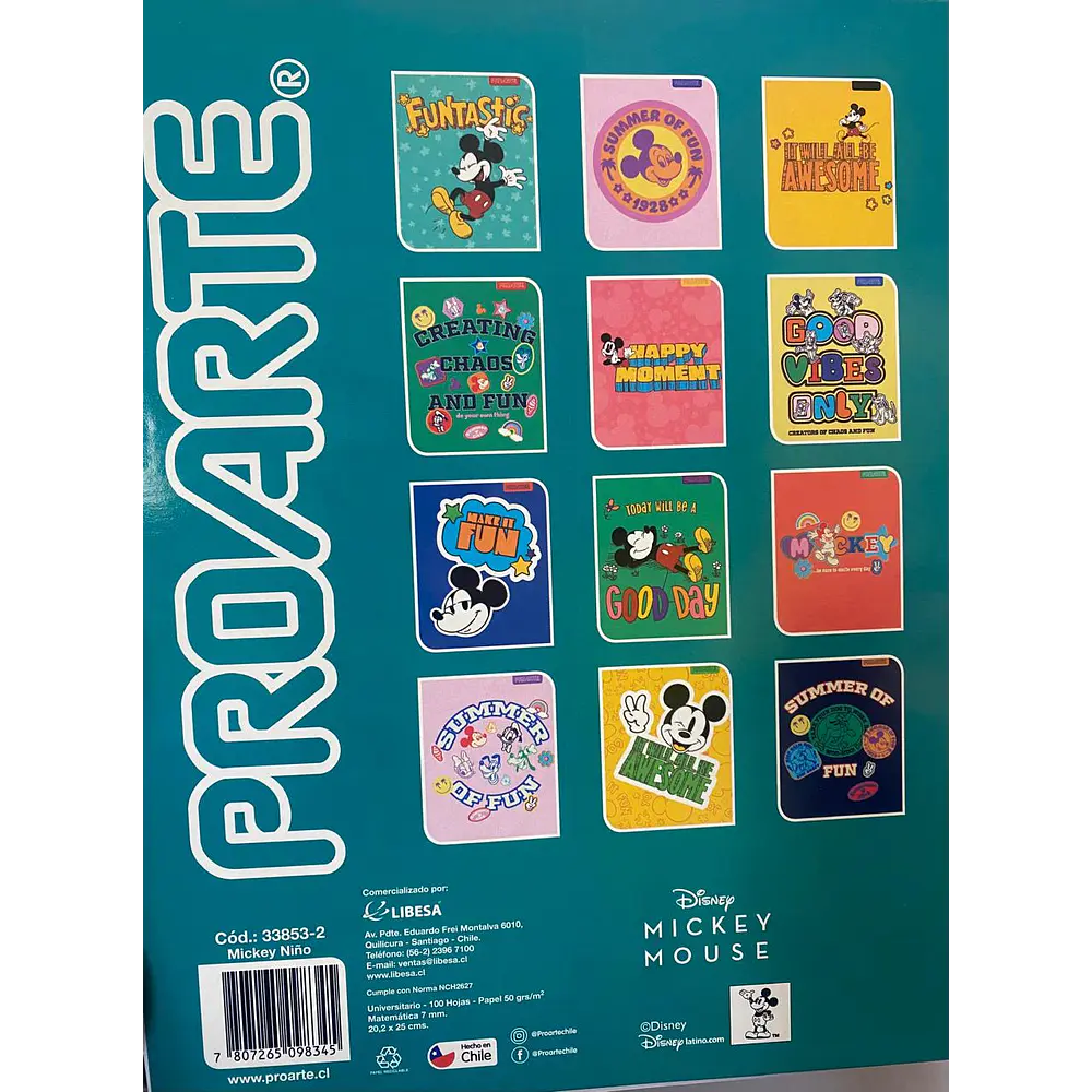 CUADERNO UNIV. 100 HJS MICKEY MOUSE