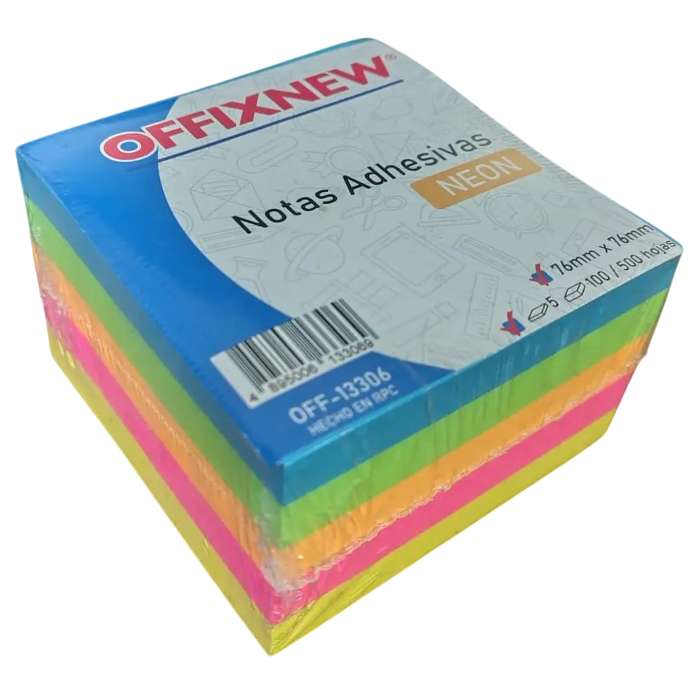 TACO ADHESIVO NEON 76X76  500 HOJAS OFFIXNEW