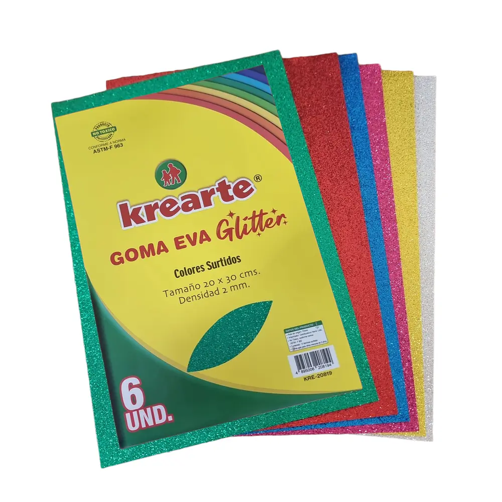 SET DE GOMA EVA GLITTER 6 UNIDADES KREARTE