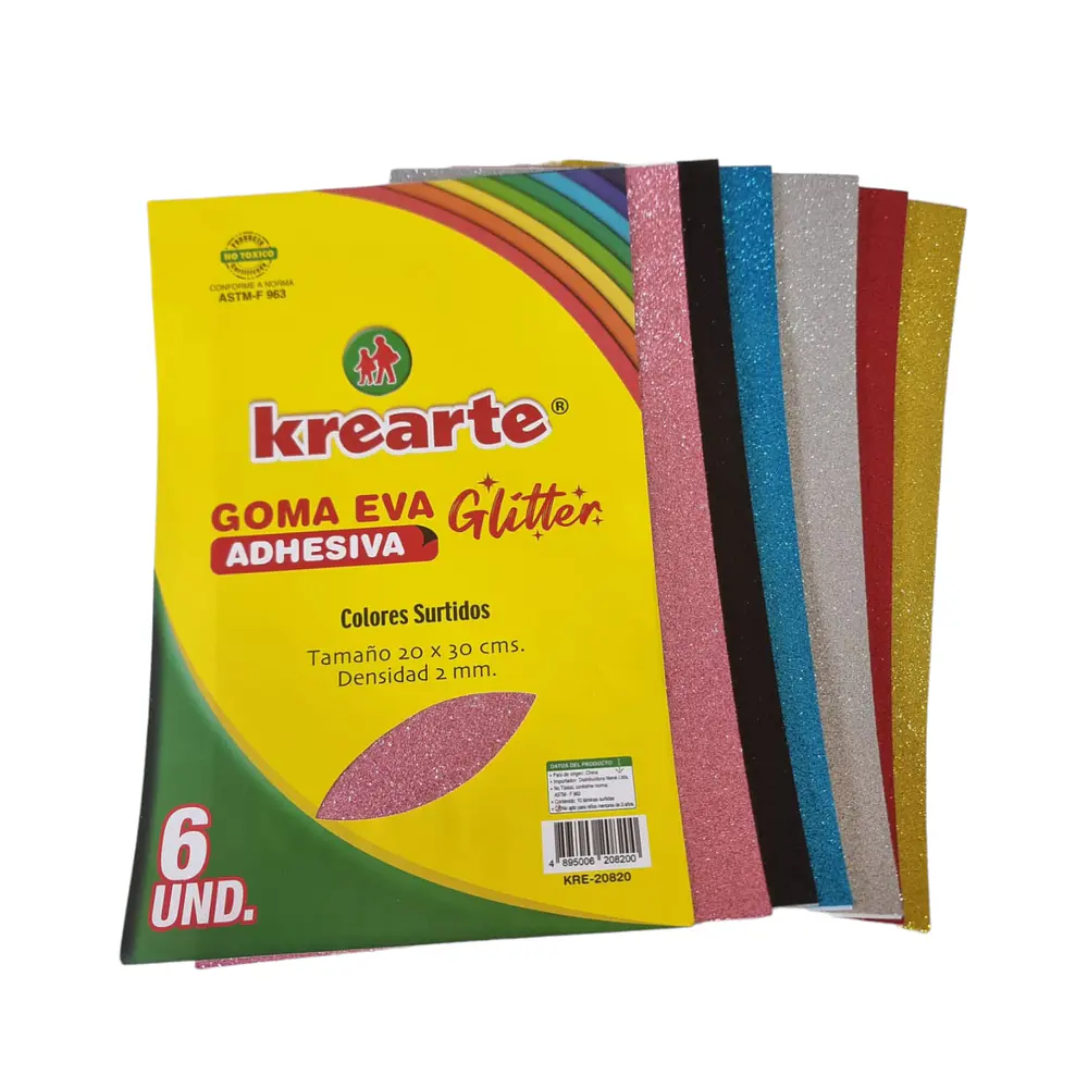 SET DE GOMA EVA GLITTER ADHESIVA KREARTE