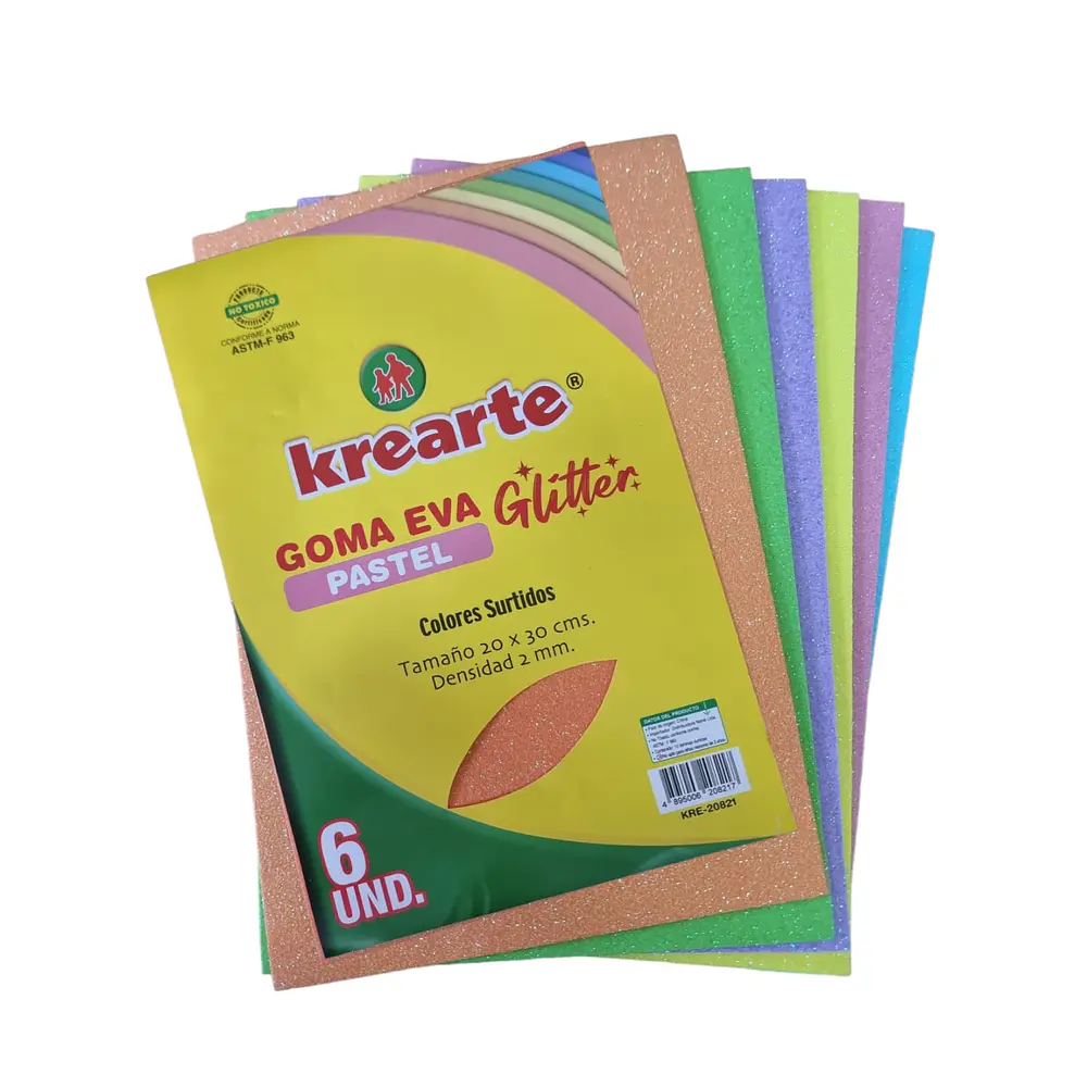 SET DE GOMA EVA GLITTER PASTEL KREARTE