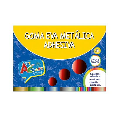 GOMA EVA METALICA ADHESIVA SET 6 UNIDADES