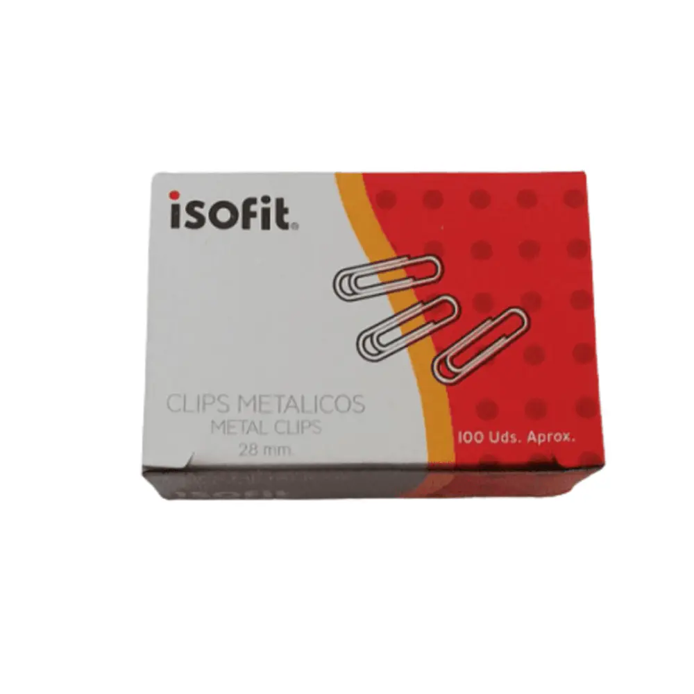 CLIPS 28MM PUNTA REDONDA METAL CAJA 100 UNDS