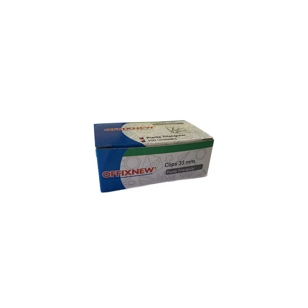 CLIPS 33MM PUNTA TRIANGULAR METAL 100 UNIDADES OFFIXNEW