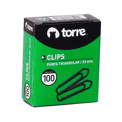 CLIPS TORRE METAL 33MM 100 UNIDADES PUNTA TRIANGULAR