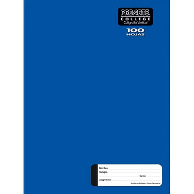 CUADERNO COLLEGE 100 HOJAS CALIGRAFIA VERTICAL 