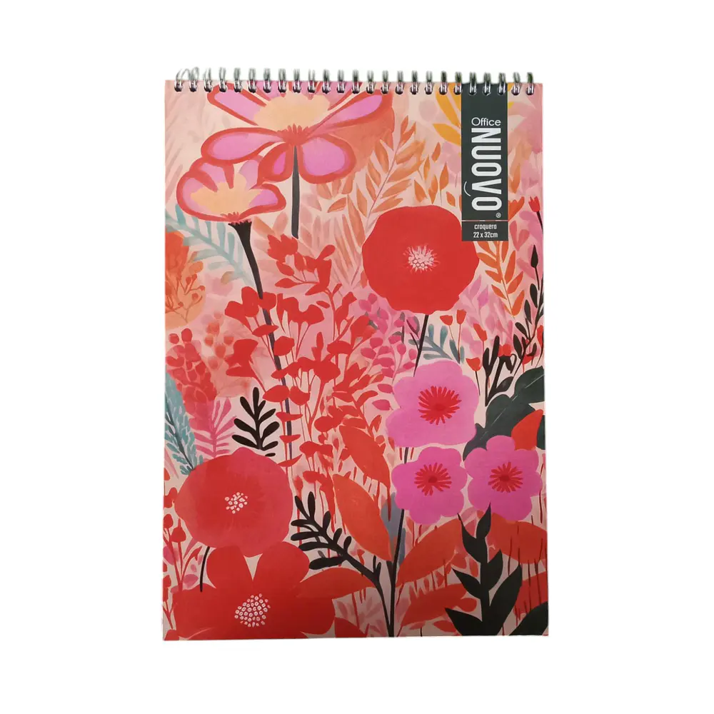 CROQUERA OFICIO FLOWERS DOBLE ESPIRAL 80 HJS.