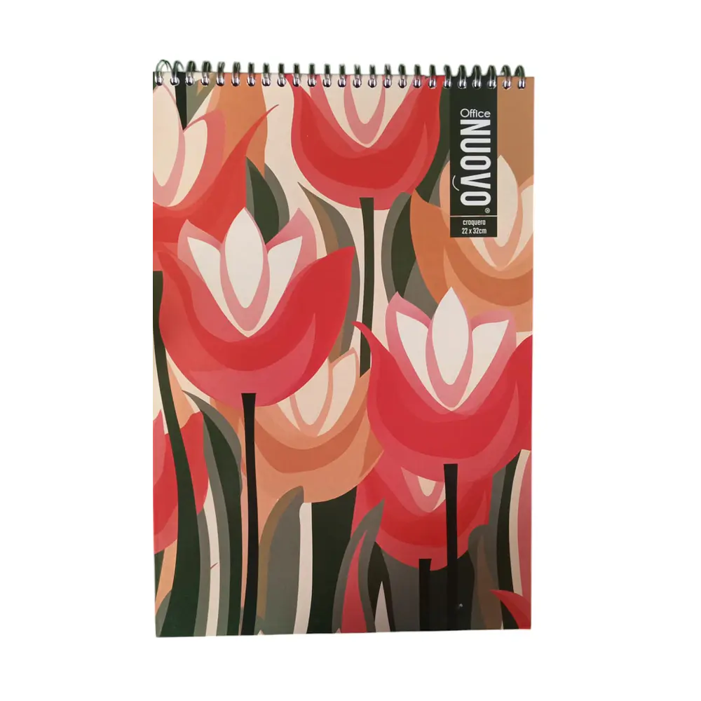 CROQUERA OFICIO FLOWERS DOBLE ESPIRAL 80 HJS.