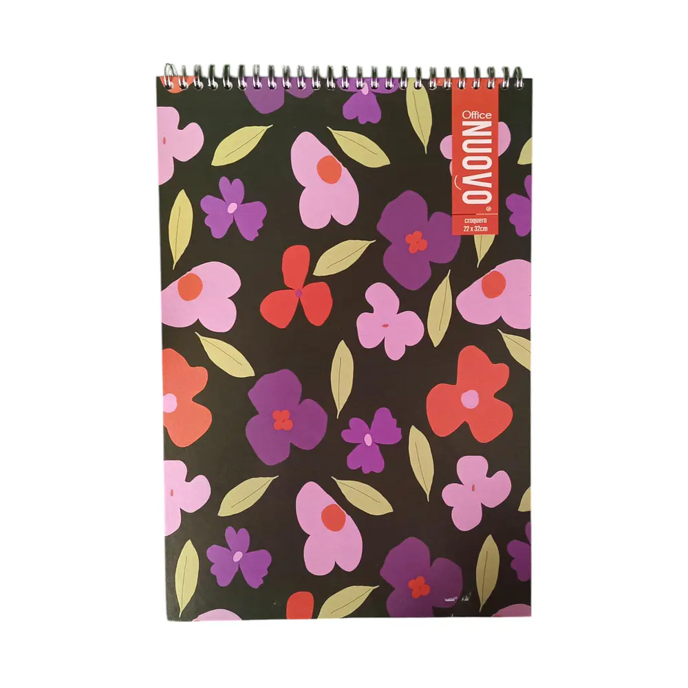 CROQUERA OFICIO FLOWERS DOBLE ESPIRAL 80 HJS.