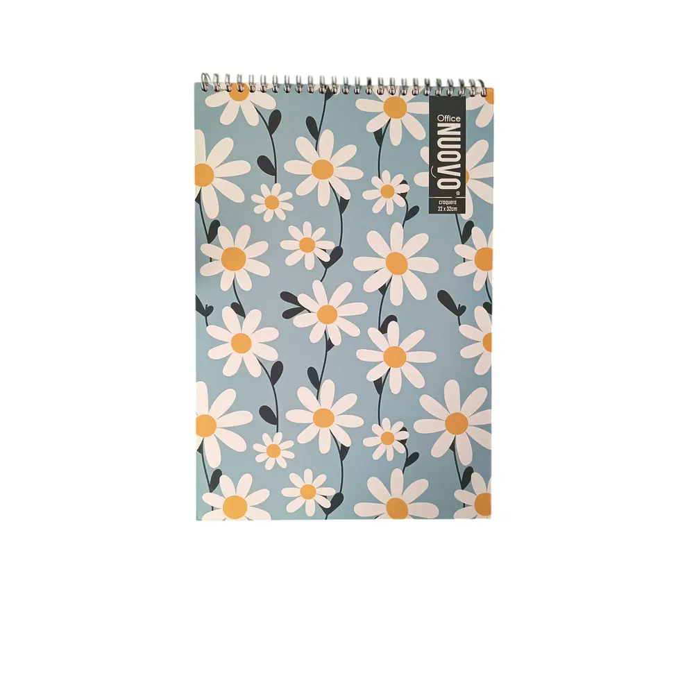 CROQUERA OFICIO FLOWERS DOBLE ESPIRAL 80 HJS.