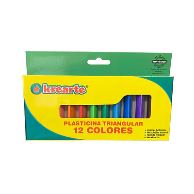PLASTICINA 12 COLORES TRIANGULAR KREARTE