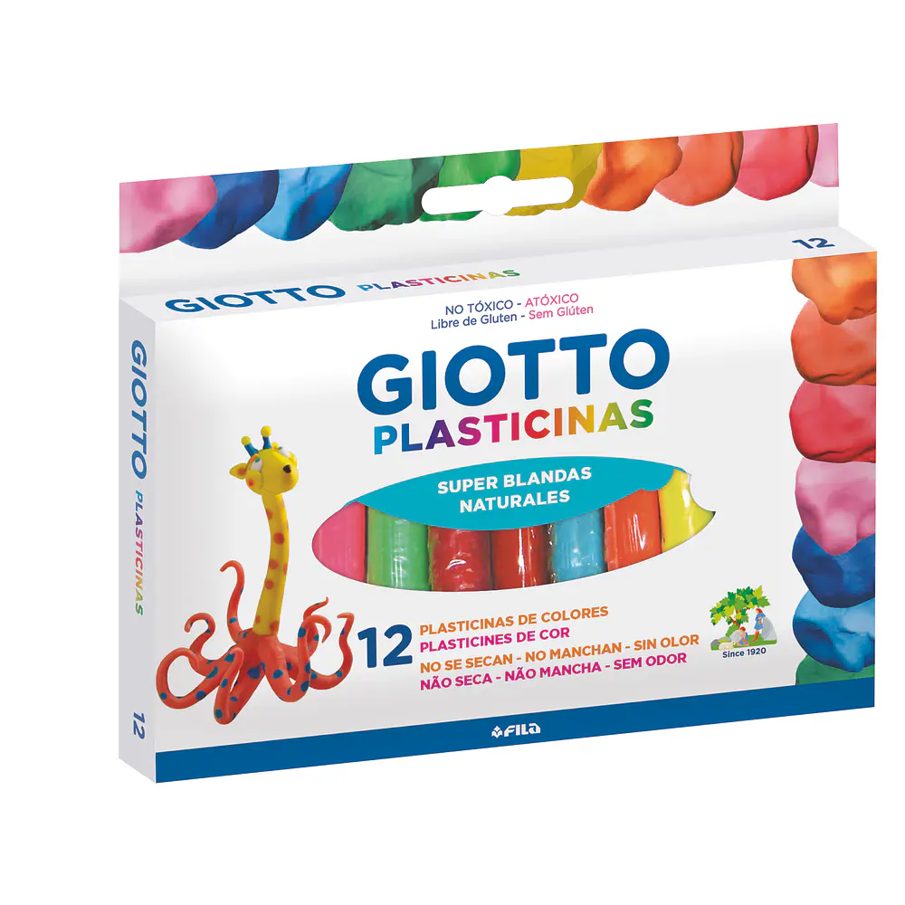 PLASTICINA NATURAL GIOTTO 12 COLORES