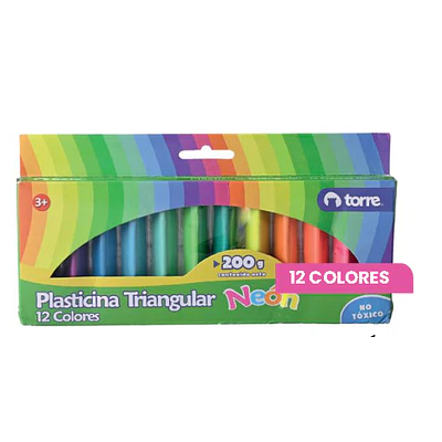 PLASTICINA TRIANGULAR 12COL.NEON