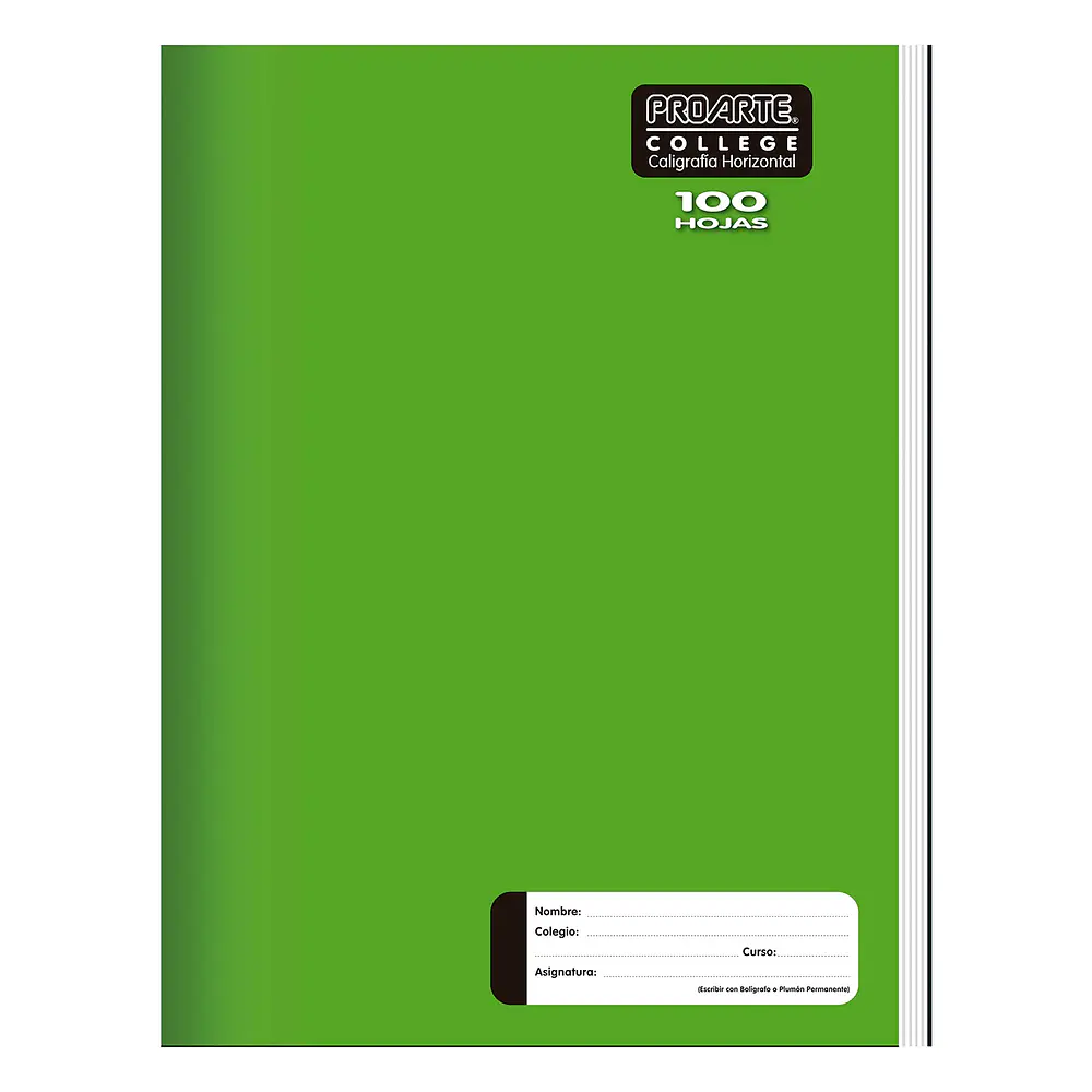 CUADERNO COLLEGE 100 HOJAS CALIGRAFIA HORIZONTAL LISO