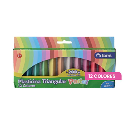 PLASTICINA TRIANGULAR 12COL.PASTEL