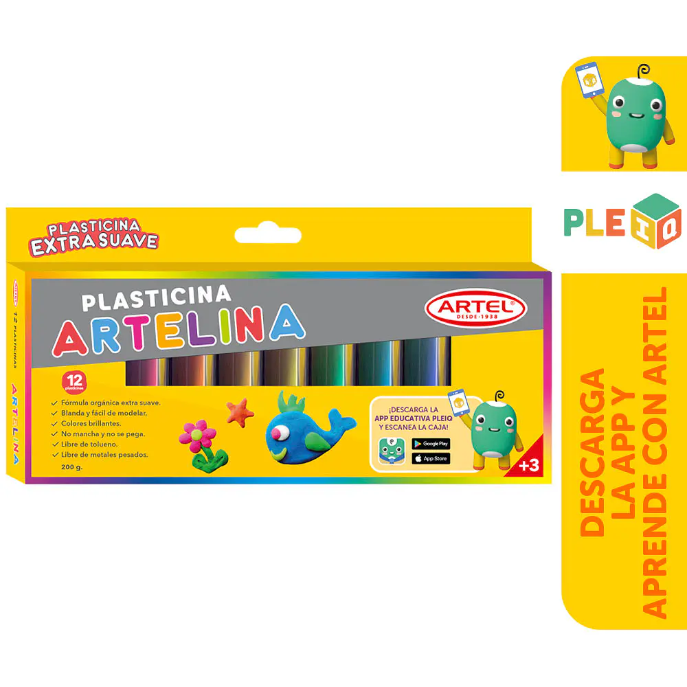 PLASTILINA 12 COLORES ARTELINA + REALIDAD AUMENTADA