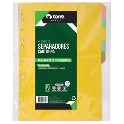SEPARADOR CARTA 6 DIVISIONES CARTULINA