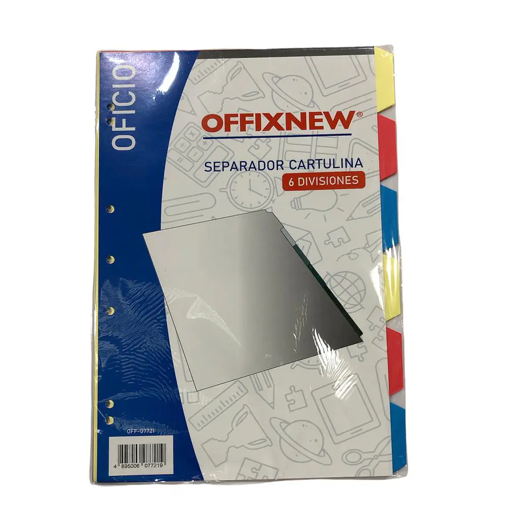 SEPARADOR OFICIO 6 DIVISIONES CARTULINA OFFIXNEW