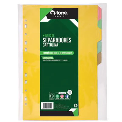 SEPARADOR OFICIO 6 DIVISIONES CARTULINA