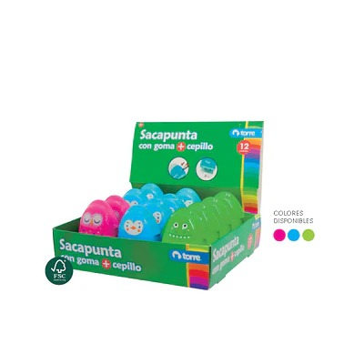 SACAPUNTAS CON GOMA + CEPILLO