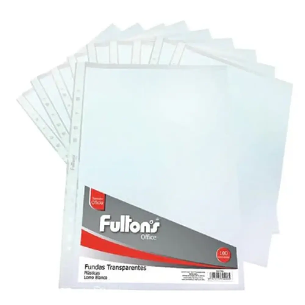 FUNDA OFICIO TRANSPARENTE RIBETE BLANCO