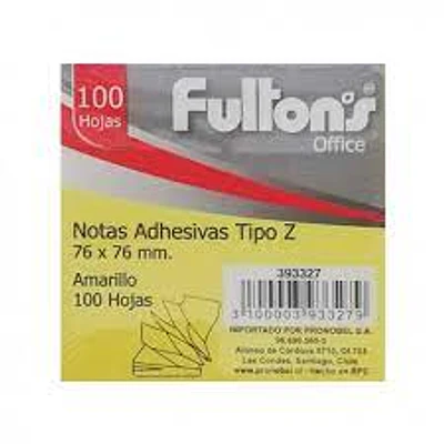 TACO APUNTES ADHESIVO TIPO Z 75X75 100HJS. FULTONS
