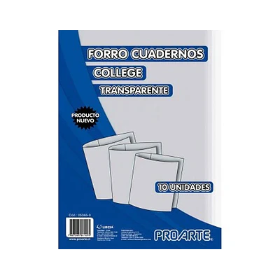 PACK FORRO COLLEGE TRANSPARENTE 10 UNIDADES 