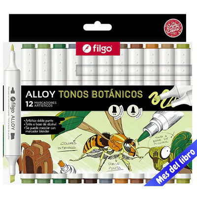 MARCADOR DOBLE PUNTA 12 TONOS BOTANICOS