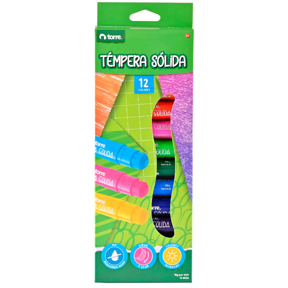 TEMPERA SOLIDA 12 COLORES 10 GRAMOS