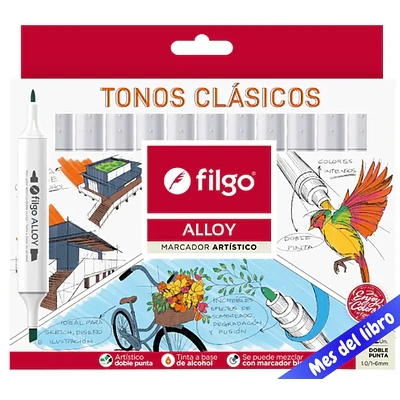 MARCADOR DOBLE PUNTA 12 TONOS CLASICOS