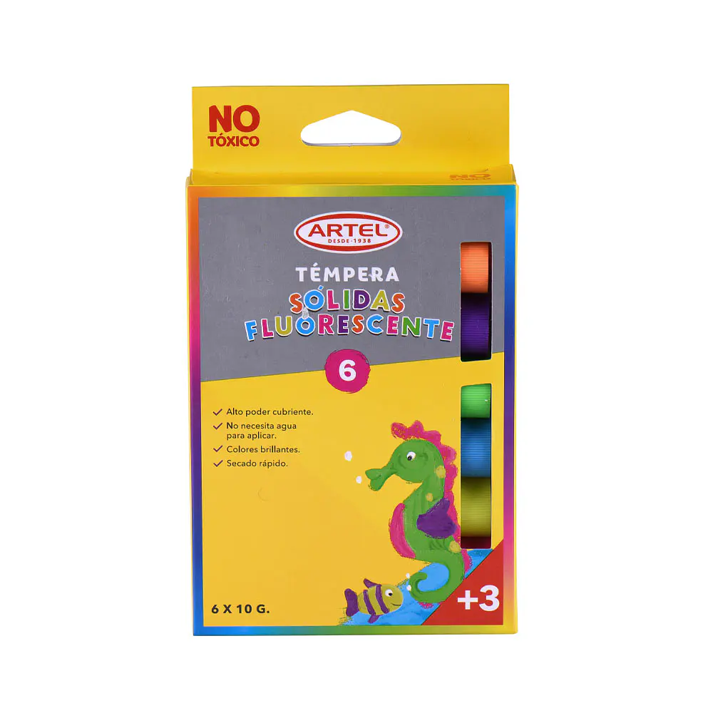 TEMPERA SOLIDA FLUORESCENTE 6 COLORES