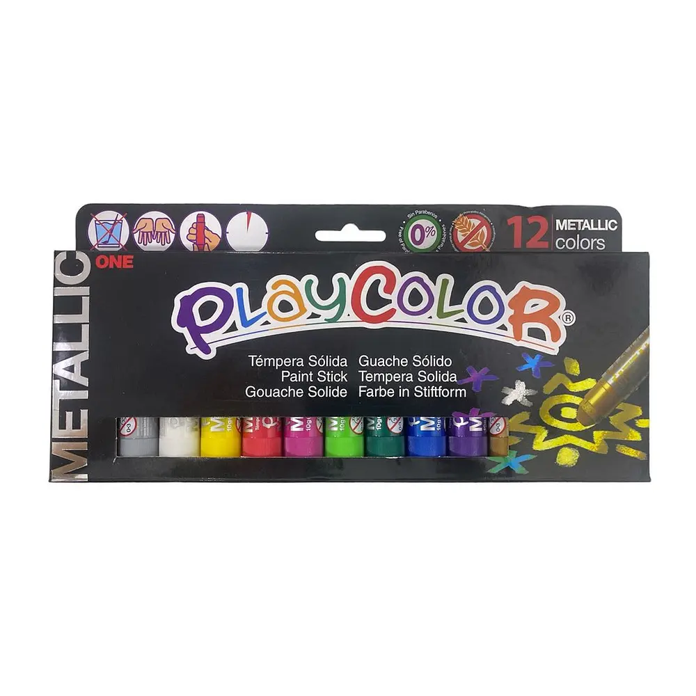 TEMPERA SOLIDA METALIZADA 12 COLORES