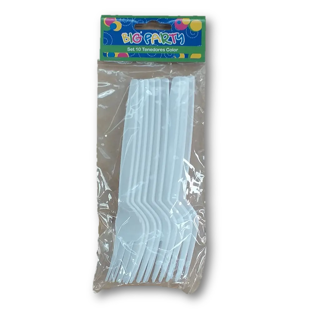 TENEDOR BLANCO 10 UNIDADES