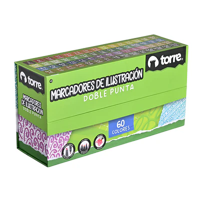 MARCADORES DE ILUSTRACION DOBLE PUNTA 60 COLORES
