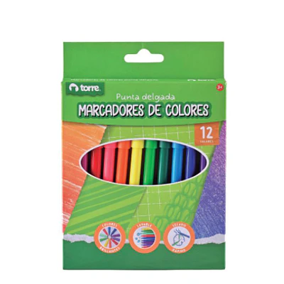 MARCADORES DIBUJO SCRIPTO 12 COLORES