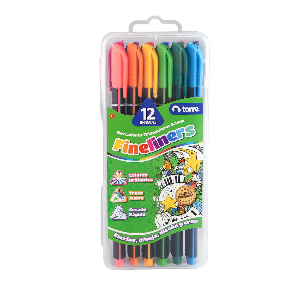 MARCADORES FINELINER 12 COLORES