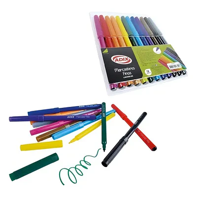 MARCADOR FINO 12 COLORES