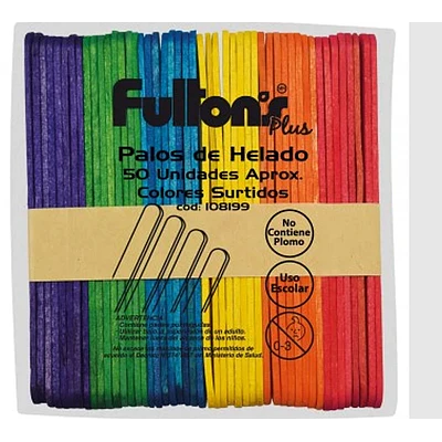 PALOS DE HELADO COLORES 50 UNIDADES