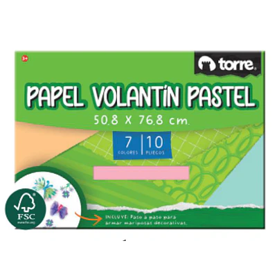 CARP.ESCOLAR PAPEL VOLANTÍN PASTEL 10HJS.