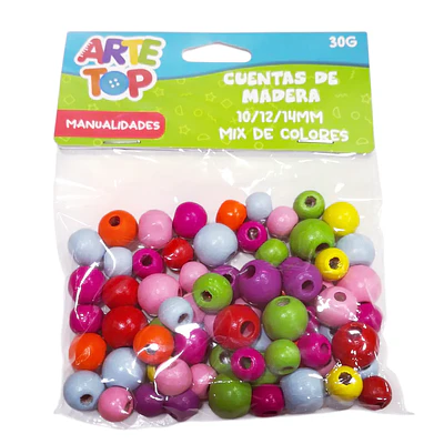 CUENTAS DE MADERA MIX COLORES