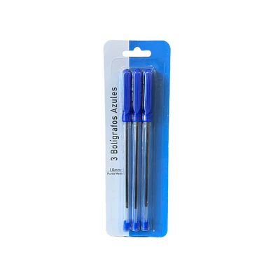BL. 3 BOLIGRAFOS AZULES PTA. MEDIA 1.0 MM