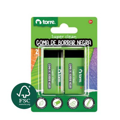 BL.GOMA DE BORRAR NEGRA 2 UNIDADES