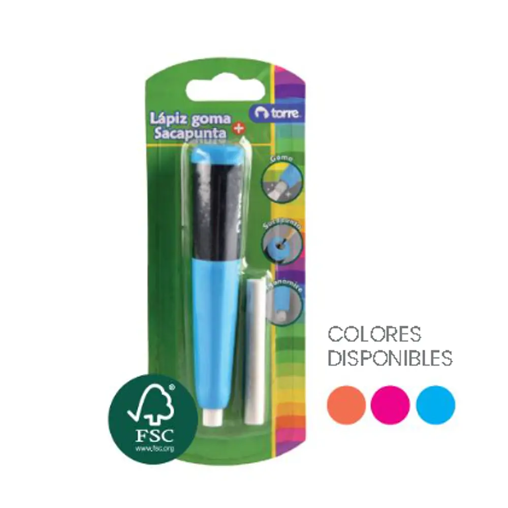 BL.GOMA TIPO LAPIZ CON SACAPUNTAS + REP.GOMA
