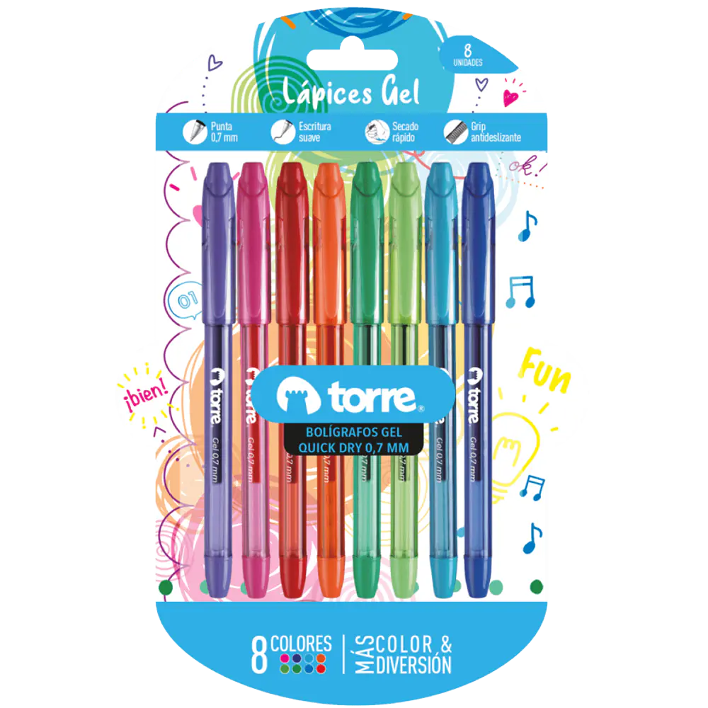 BLISTER 8 BOLIGRAFOS GEL QUICK