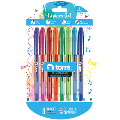 BLISTER 8 BOLIGRAFOS GEL QUICK