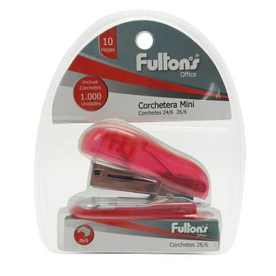 BLISTER CORCHETERA PLASTICA MINI 10 HOJAS ROJA