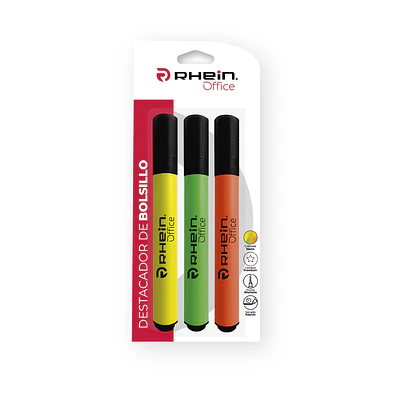 BLISTER DESTACADOR DE BOLSILLO PUNTA BISELADA NEON 