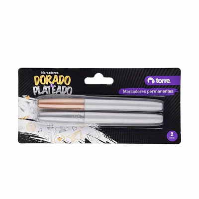 BLISTER MARCADORES DORADO-PLATEADO